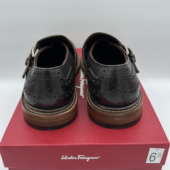 Salvatore Ferragamo Tramezza Samson Cap Toe Oxford Black Leather Dress Shoes 6.5 - Picture 3 of 11